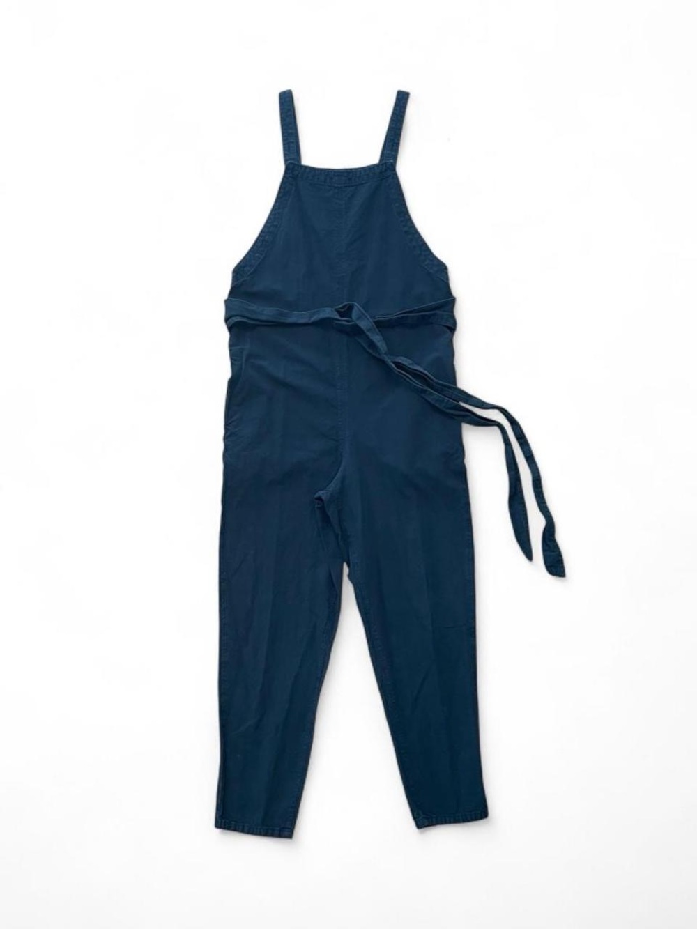 Ag Adriano Goldschmied Navy Cotton Strap Jumpsuit with Waist Tie